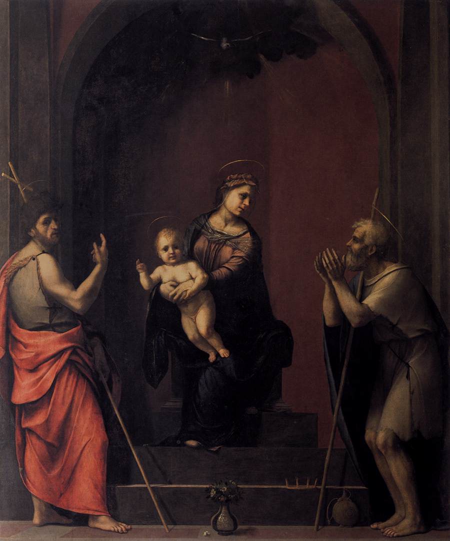 Virgin and Child with Sts John the Baptist and Job by FRANCIABIGIO