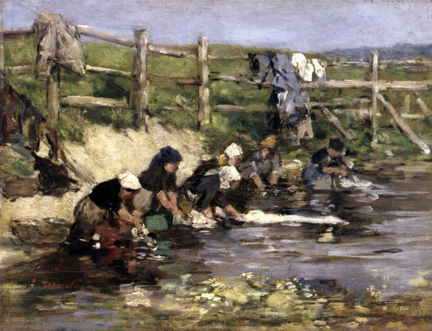 Laundresses by a Stream by