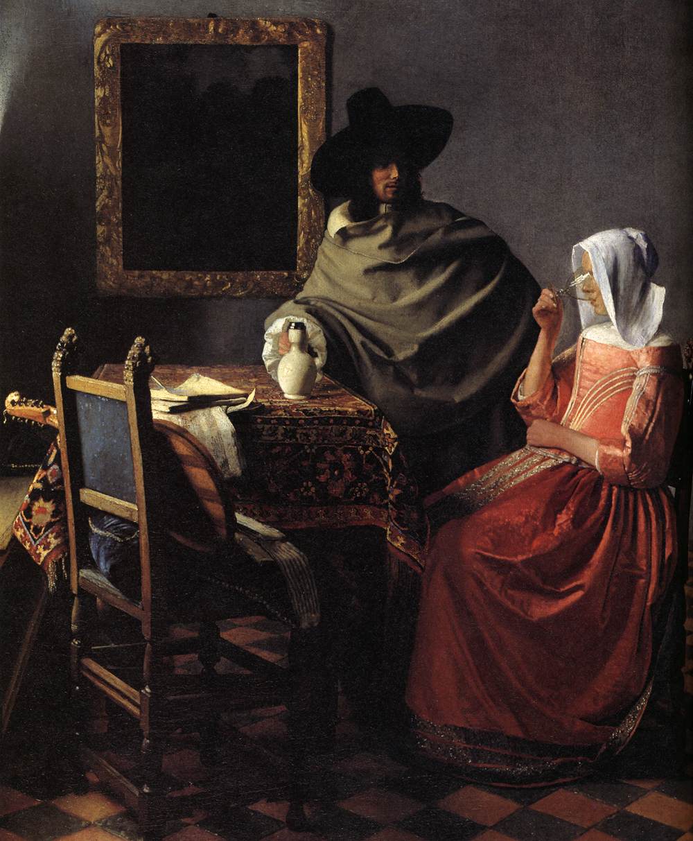 A Lady Drinking and a Gentleman (detail) by VERMEER, Johannes