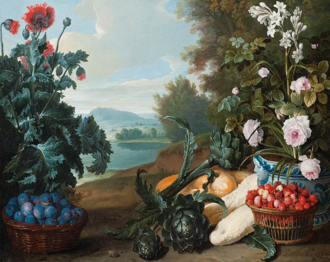 Fruits, Flowers and Vegetables in a Landscape by DESPORTES, Alexandre-François