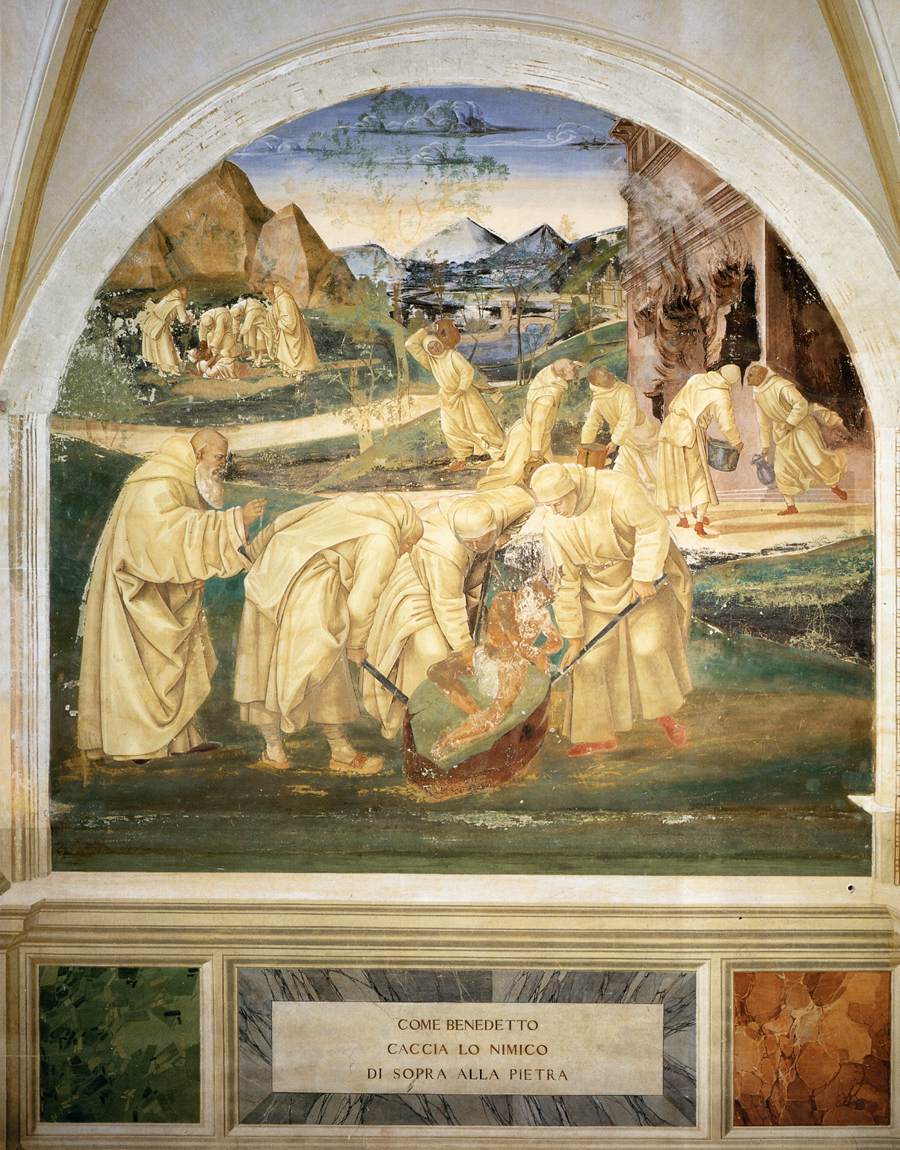 Life of St Benedict, Scene 23: Benedict Drives the Devil out of a Stone by SIGNORELLI, Luca