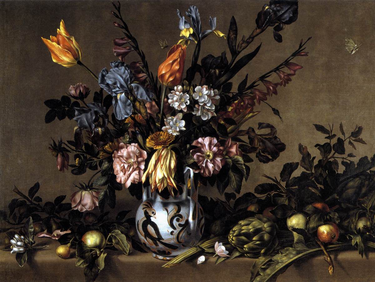 Still-Life with Flowers, Artichokes and Fruit by