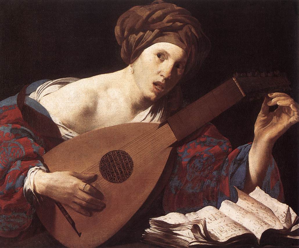 Woman Playing the Lute by TERBRUGGHEN, Hendrick