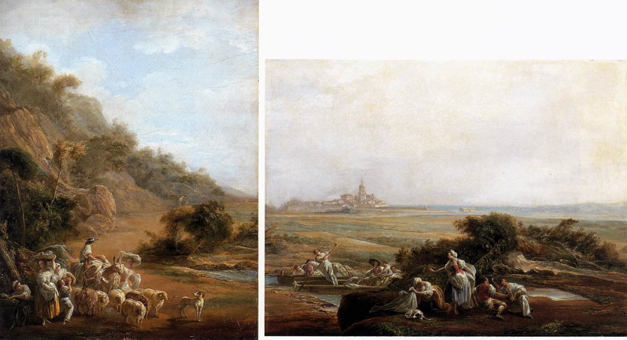 Village Scene and View of Fuenterrabia by PARET Y ALCAZÁR, Luis