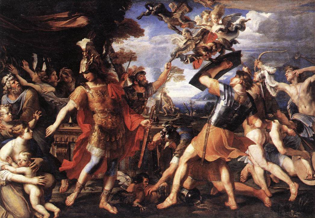 Aeneas and his Companions Fighting the Harpies by PERRIER, François