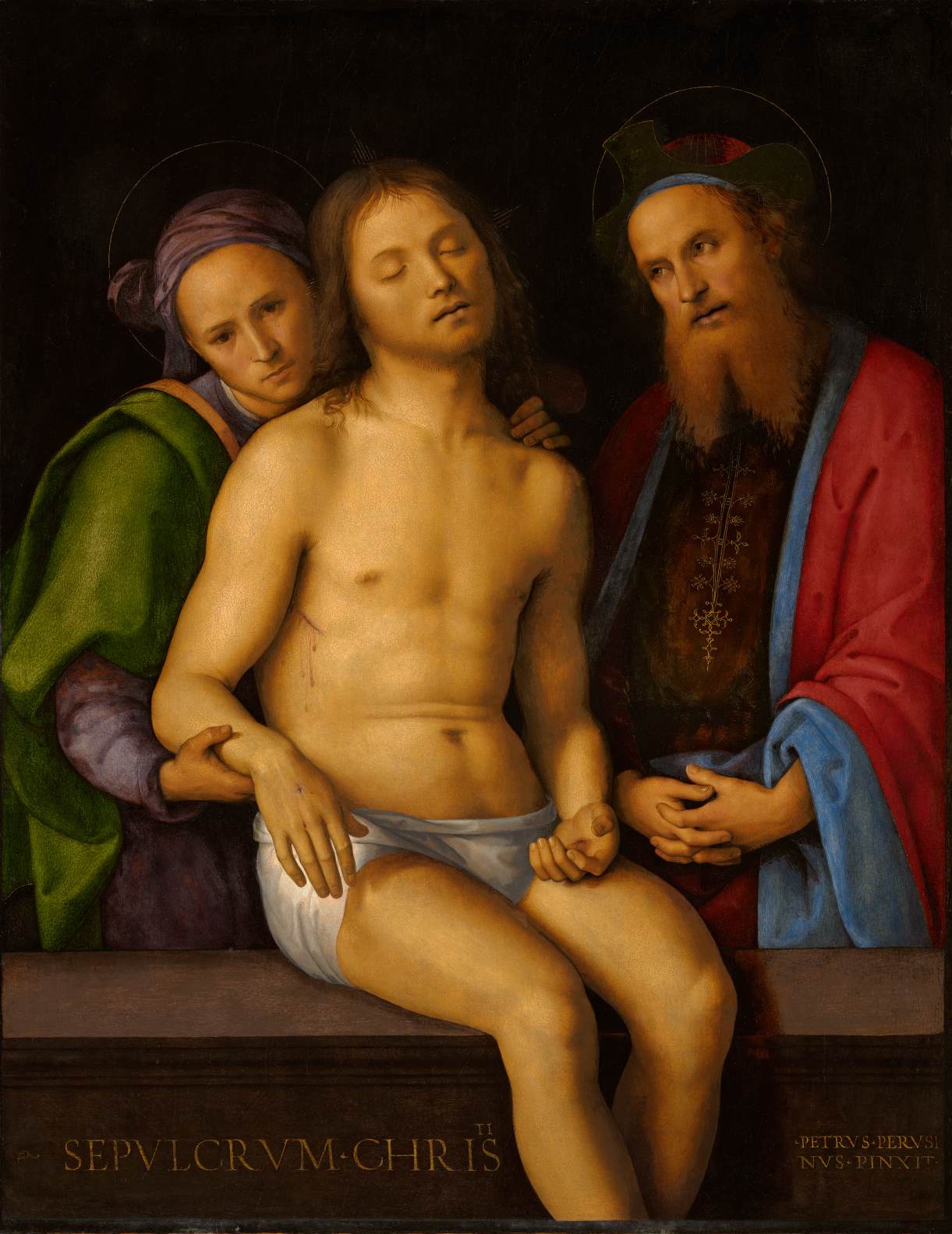 Dead Christ with Joseph of Arimathea and Nicodemus (Sepulcrum Christi) by PERUGINO, Pietro