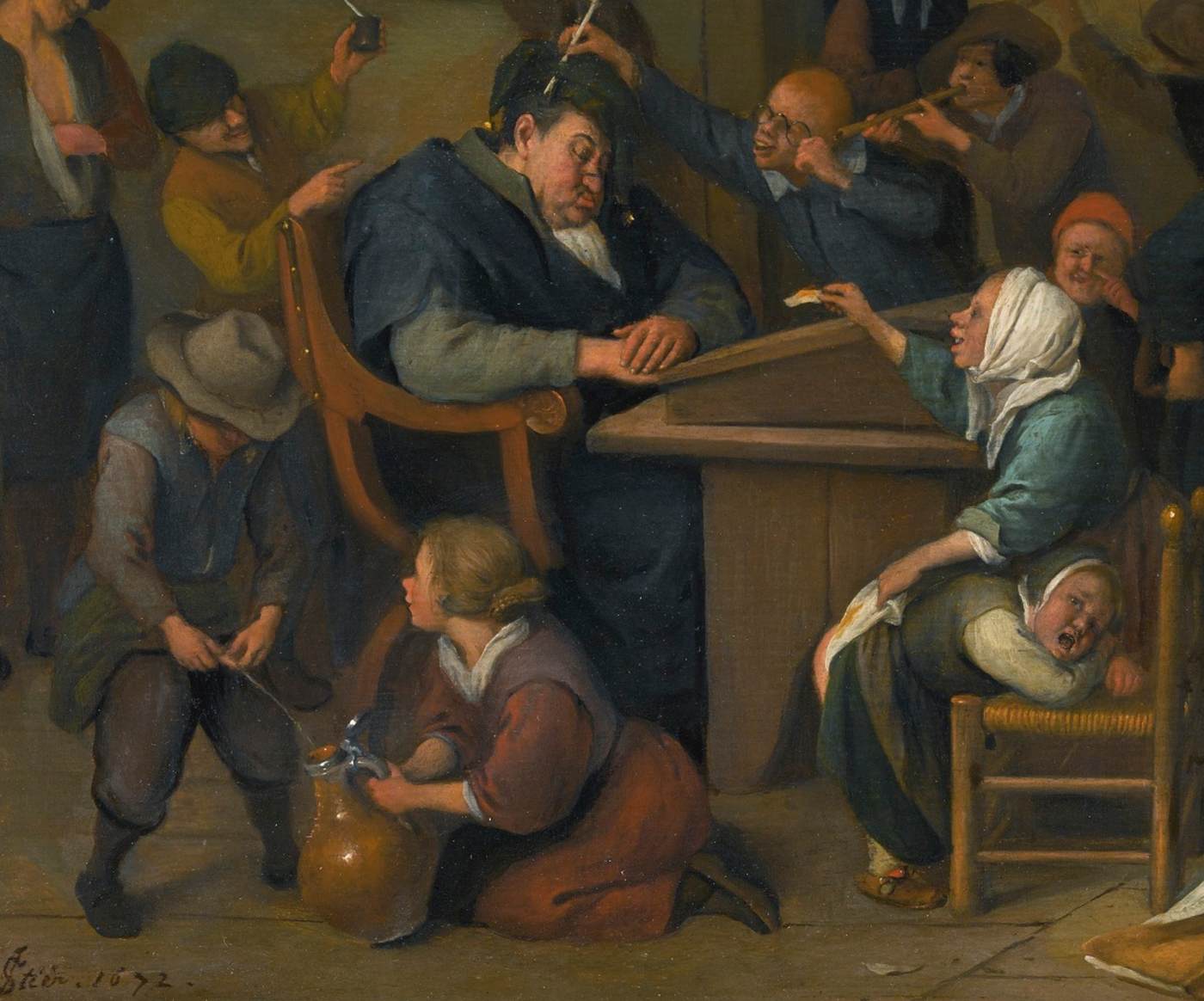 Riotous Schoolroom with a Snoozing Schoolmaster (detail) by