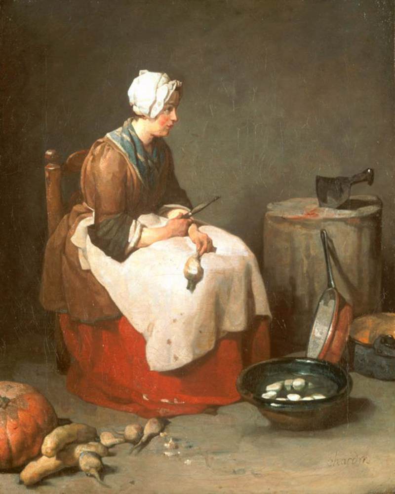 Woman Peeling Turnips by CHARDIN, Jean-Baptiste-Siméon