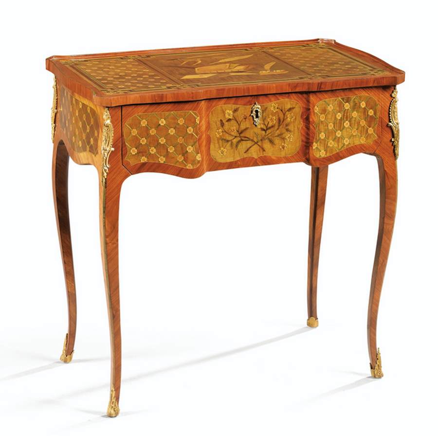 Gilt-Bronze Mounted Marquetry Dressing Table by