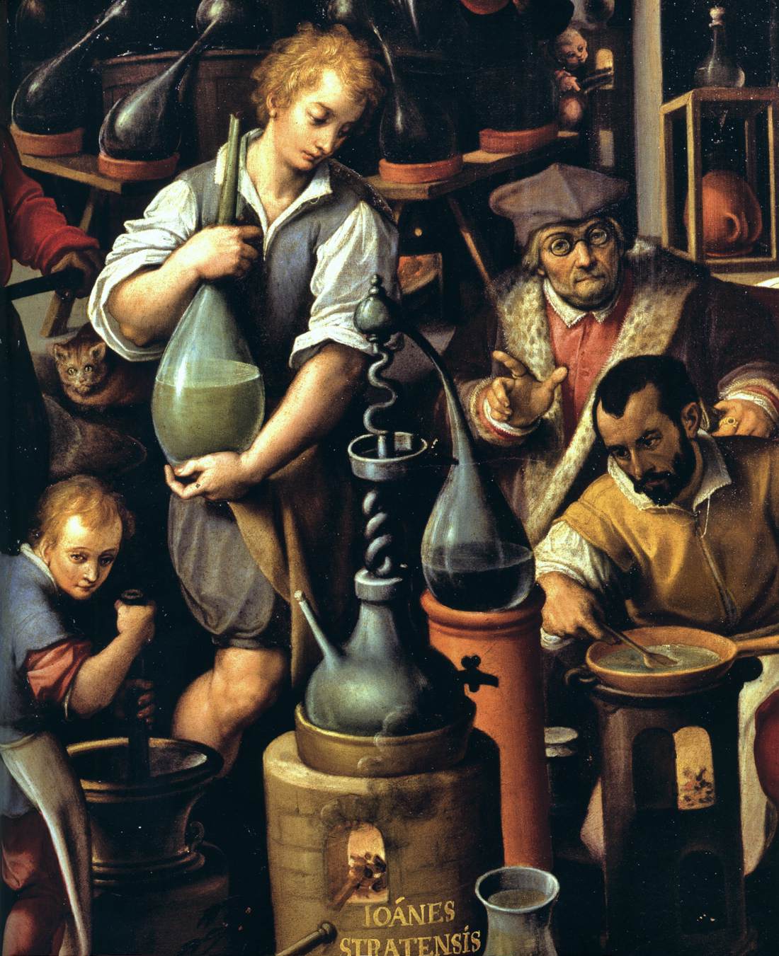 An Alchemist's Laboratory (detail) by STRADANUS, Johannes