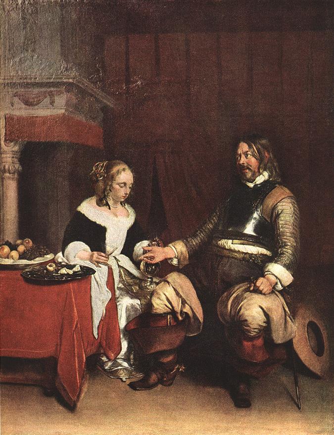 Man Offering a Woman Coins by TERBORCH, Gerard