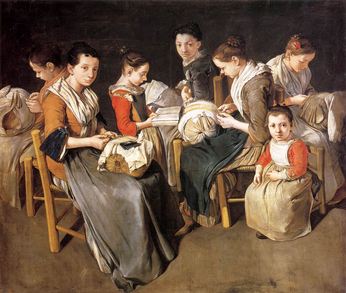 Women Working on Pillow Lace (The Sewing School) by CERUTI, Giacomo