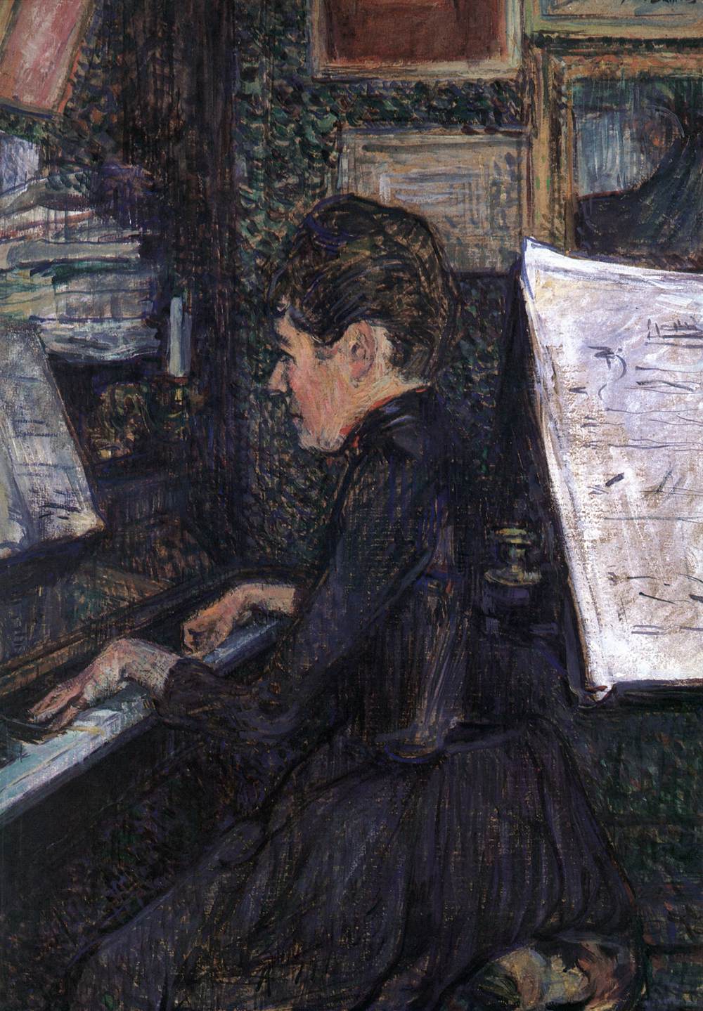 Mademoiselle Marie Dihau at the Piano by TOULOUSE-LAUTREC, Henri de