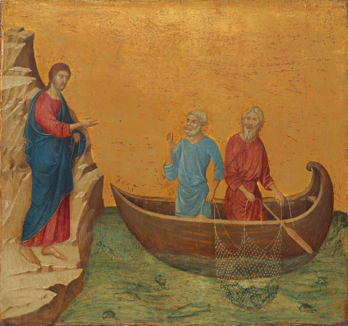 Calling of Peter and Andrew (scene 4) by DUCCIO di Buoninsegna