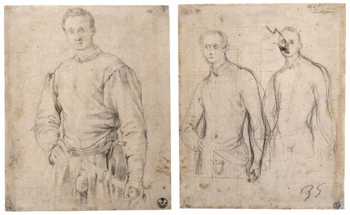 Francesco Guardi Holding a Sword (recto and verso) by PONTORMO, Jacopo