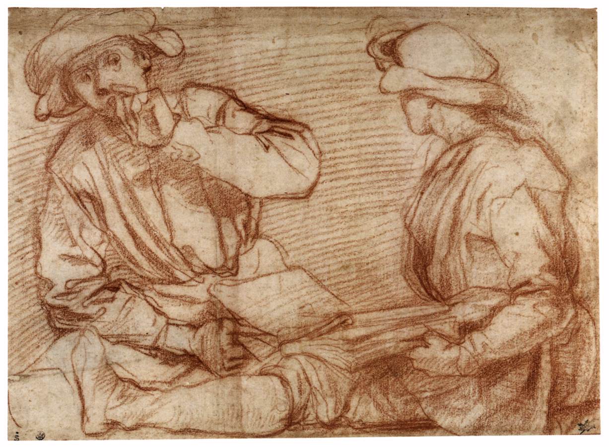 Two Seated Youth with a Book by PONTORMO, Jacopo