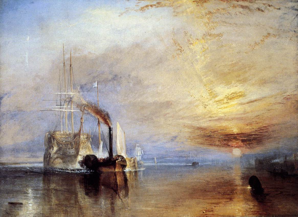 The 'Fighting Temeraire' tugged to her Last Berth to be broken up by