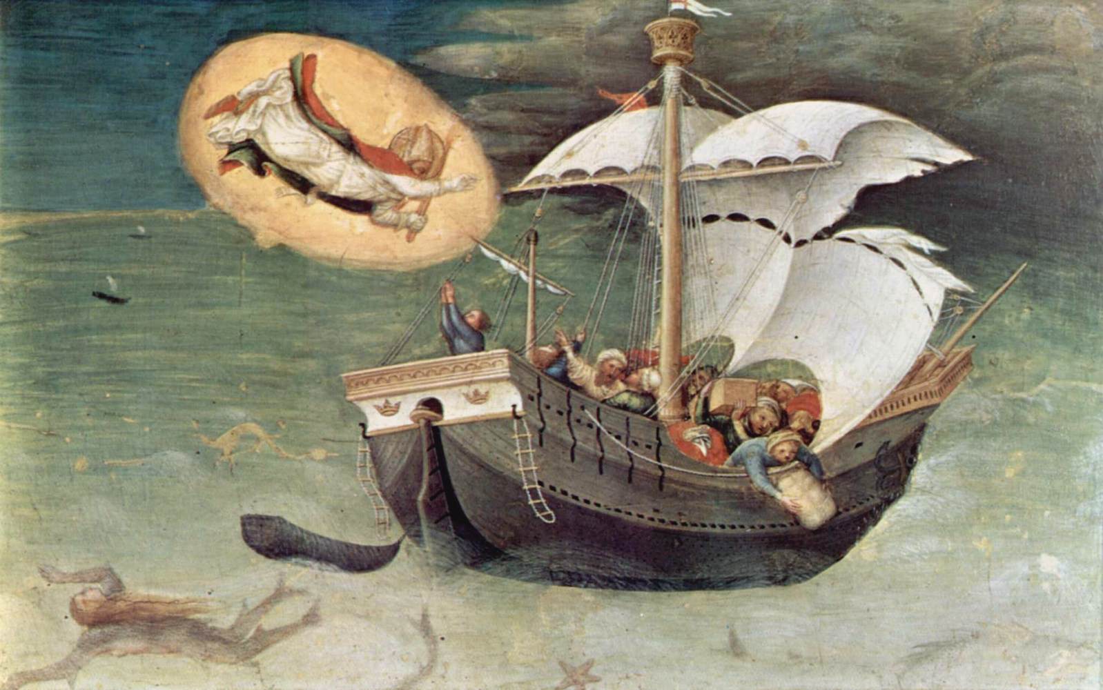 Quaratesi Polyptych: St Nicholas Saves a Storm-tossed Ship by GENTILE DA FABRIANO