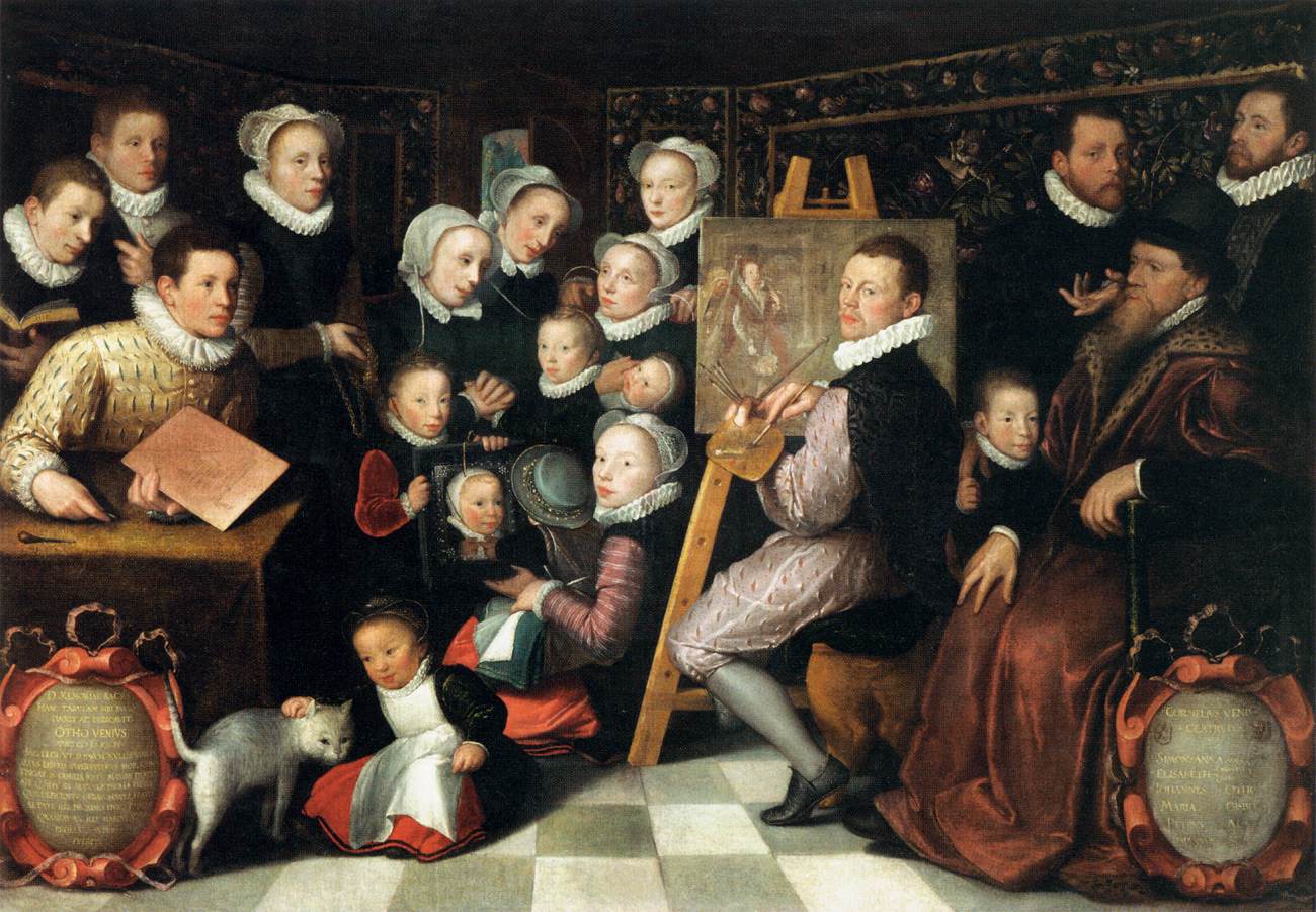 The Artist Painting, Surrounded by his Family by VEEN, Otto van