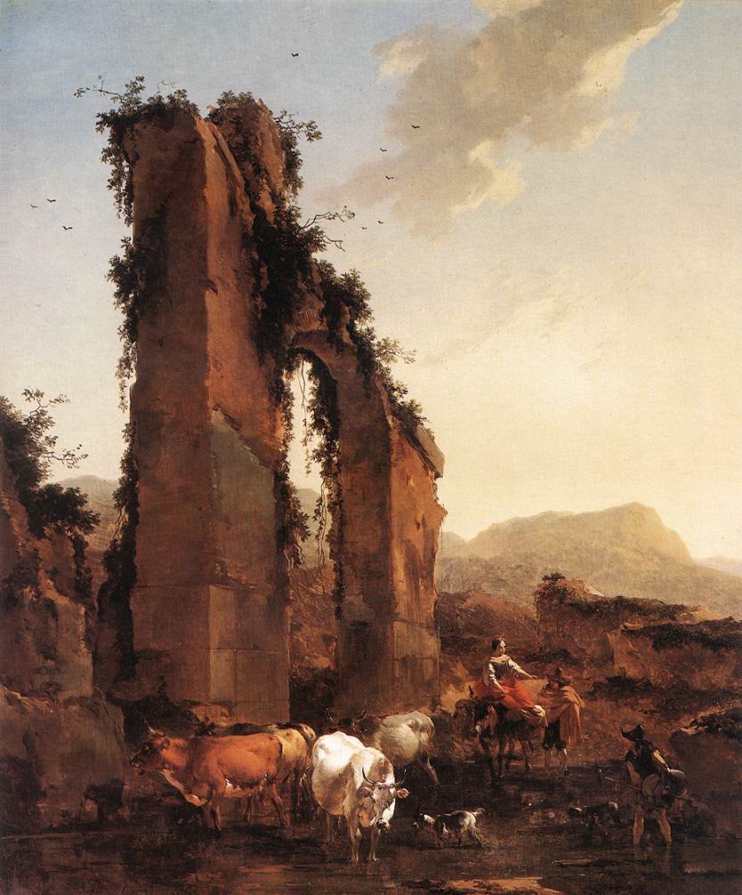 Peasants with Cattle by a Ruined Aqueduct by BERCHEM, Nicolaes (Claesz.)