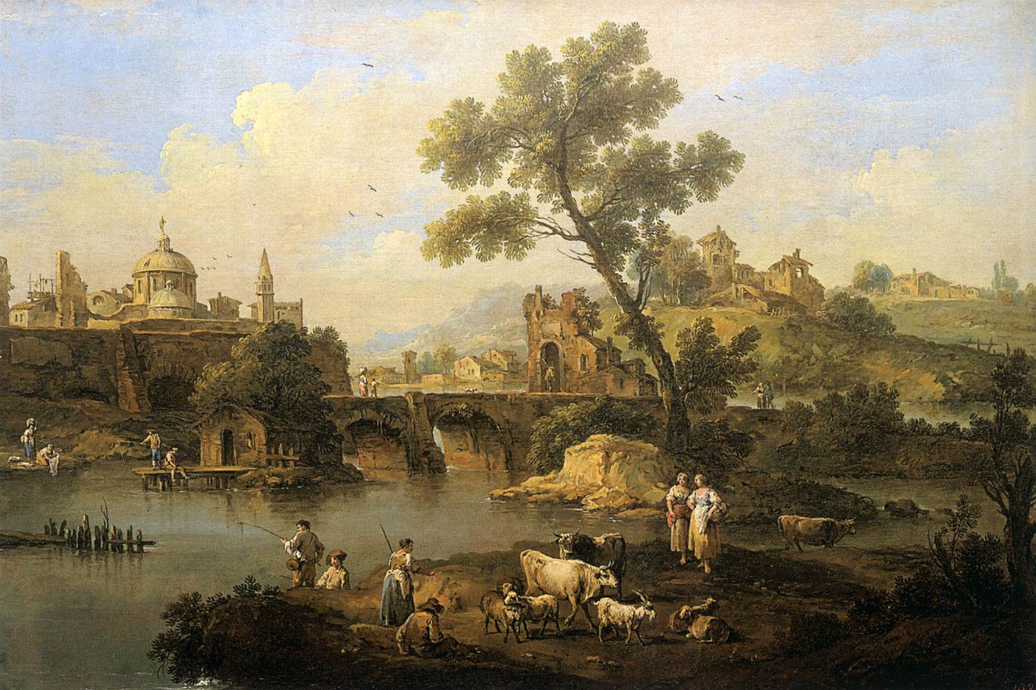 Landscape with River and Bridge by