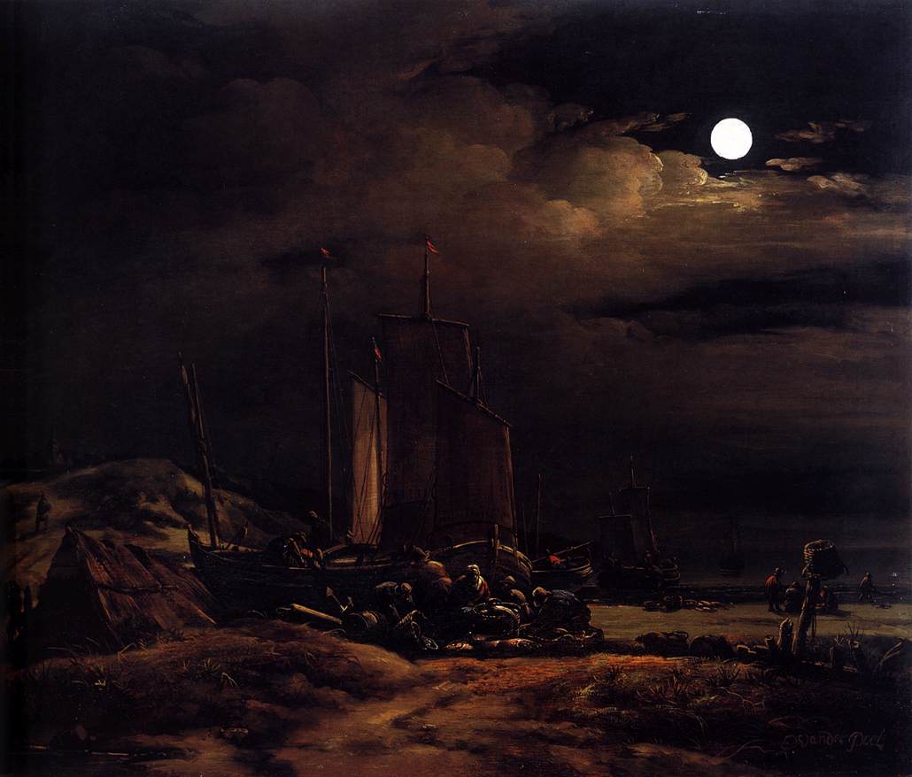 Seashore by Moonlight by POEL, Egbert van der