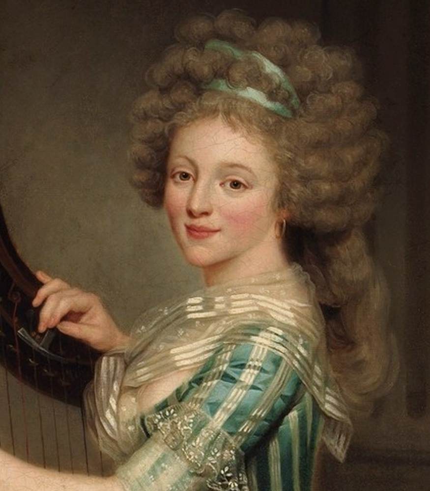 Self-Portrait with a Harp (detail) by DUCREUX, Rose-Adélaide