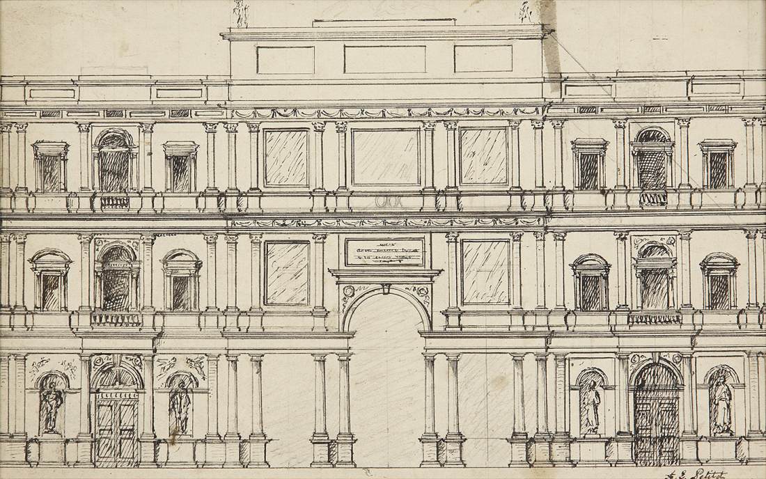 Façade of a palace in Italy by