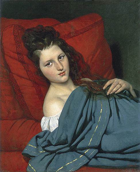 Half-length Woman Lying on a Couch by