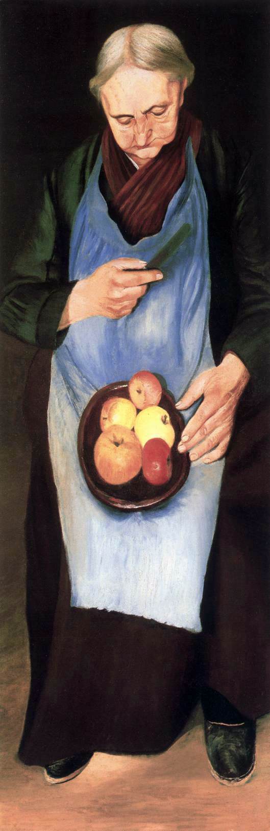 Old Woman Peeling Apple by