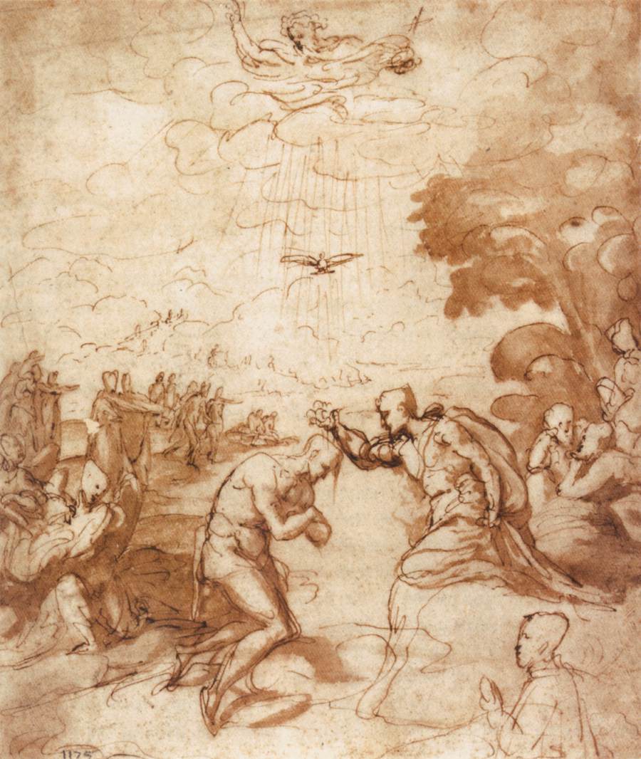 Sketch for the Baptism of Christ by SALVIATI, Cecchino del