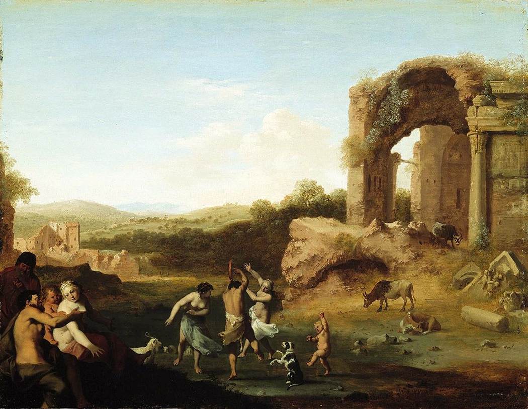 Figures Dancing near Ruin by POELENBURGH, Cornelis van