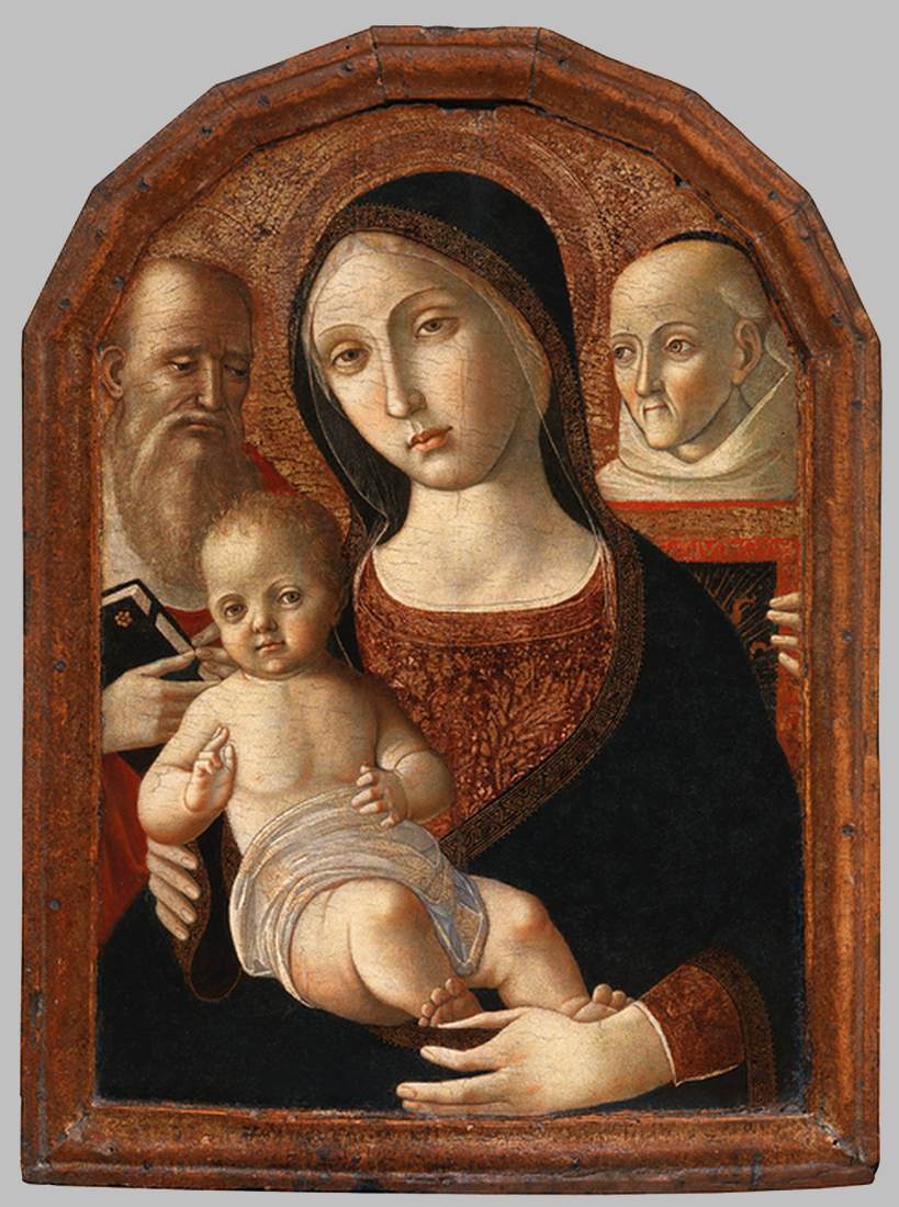 Madonna and Child with Sts Jerome and Bernardino of Siena by ORIOLI, Pietro di Francesco degli