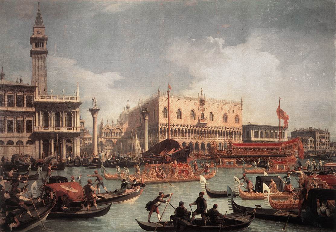 The Bucintore Returning to the Molo on Ascension Day by CANALETTO