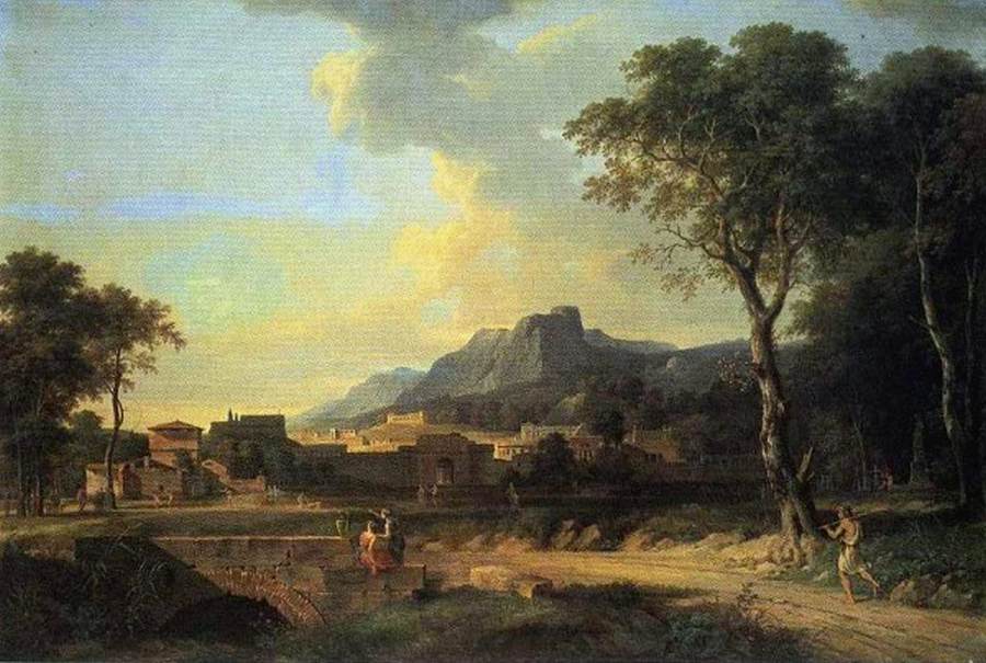 Figures in a Classical Landscape by VALENCIENNES, Pierre-Henri de