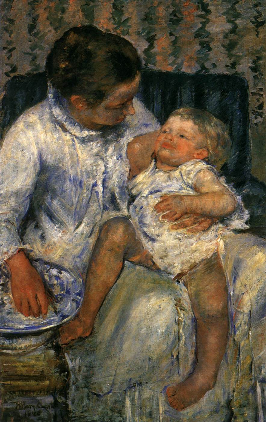 Mother about to Wash her Sleepy Child by CASSATT, Mary