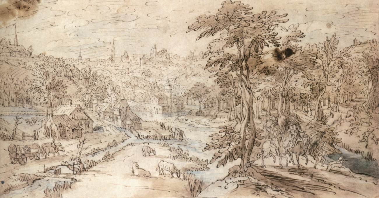 Landscape with Couple Setting out Falconing by