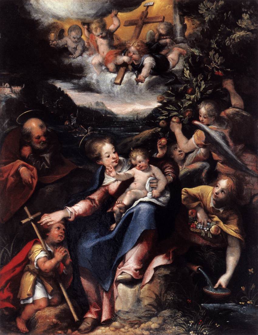 The Holy Family with the Infant St John the Baptist in a Landscape by