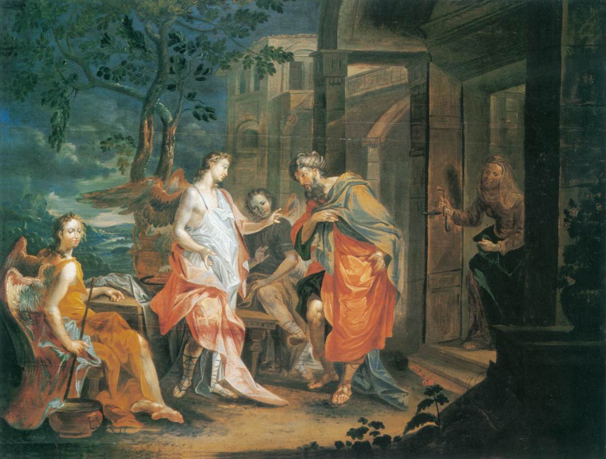 Abraham Receiving the Three Angels by PLATZER, Johann Georg