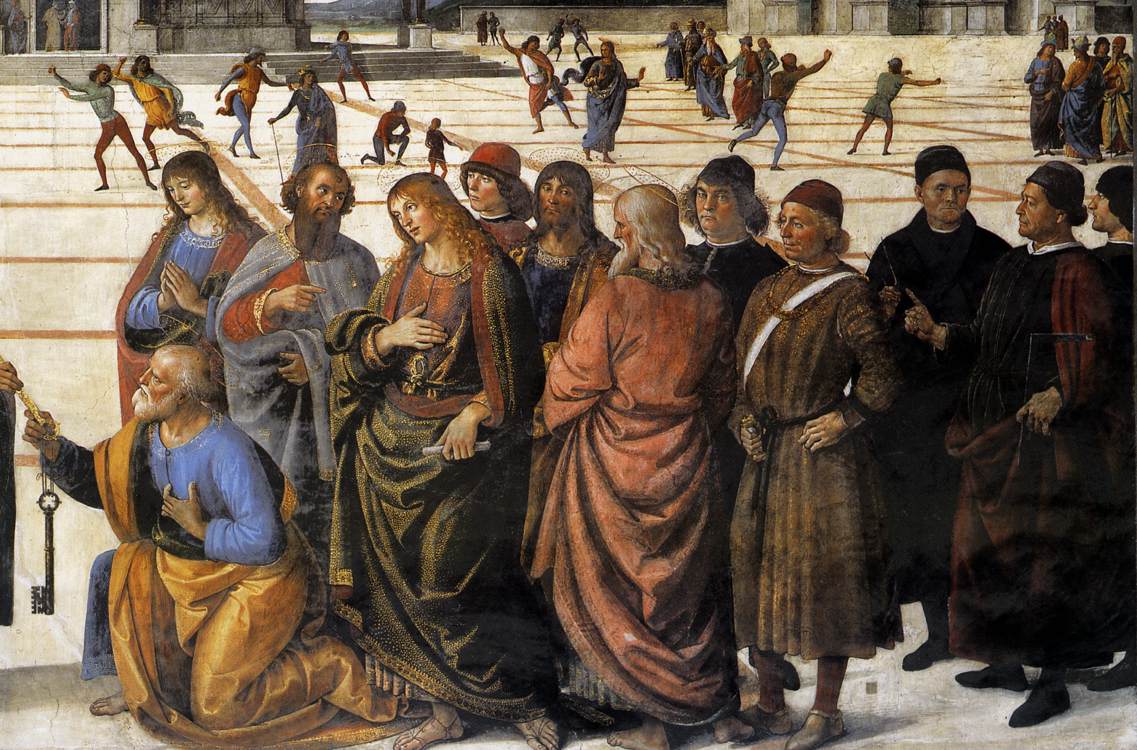 Christ Handing the Keys to St Peter (detail) by PERUGINO, Pietro