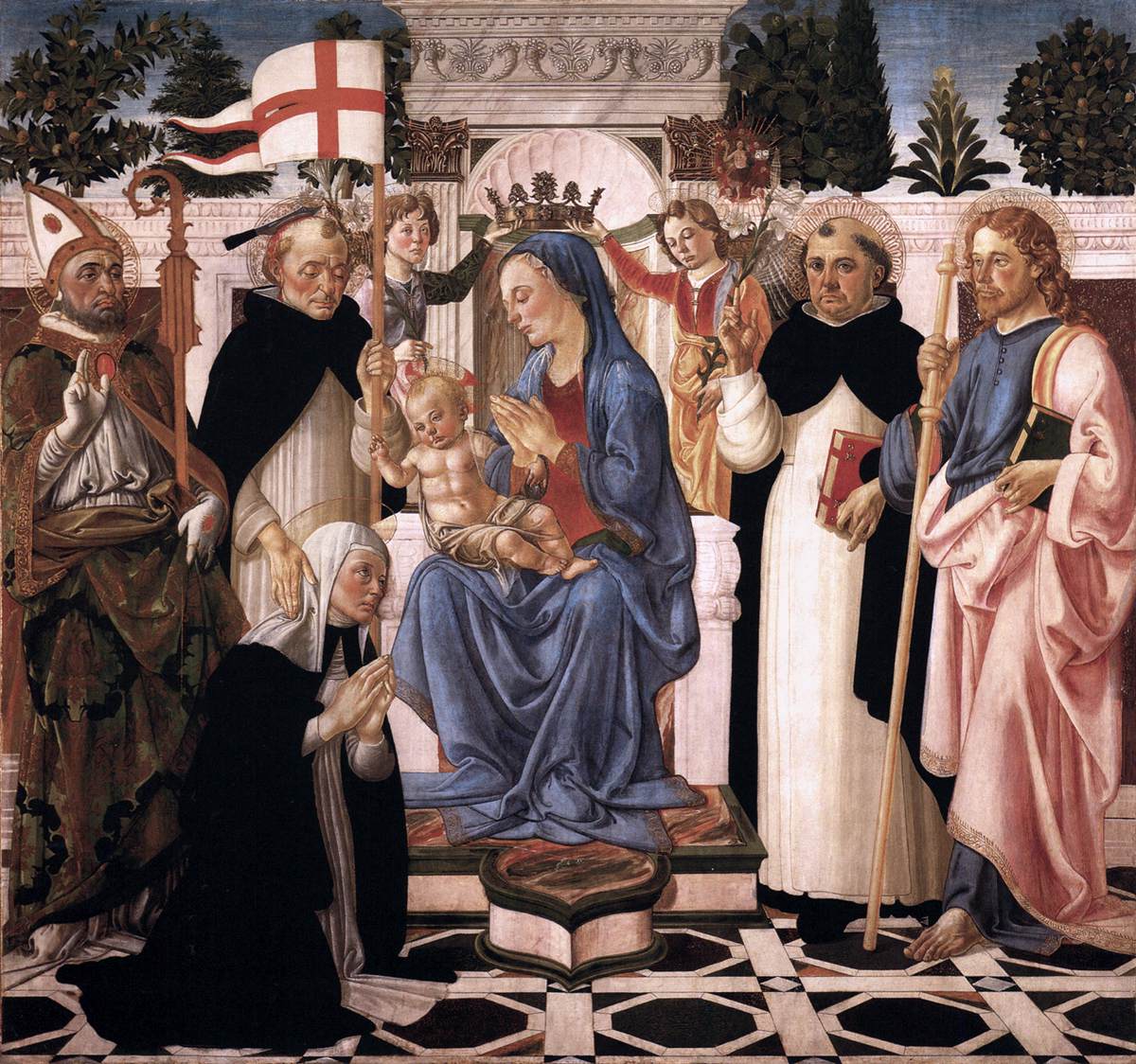 Virgin and Child Enthroned with Five Saints and Two Angels by BIAGIO D'ANTONIO