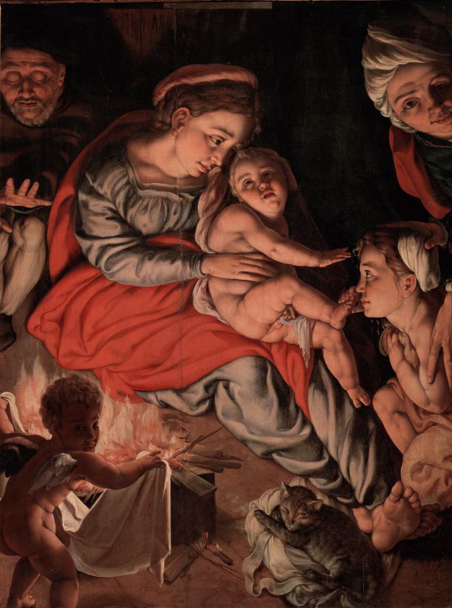 The Holy Family by a Fire by VERMEYEN, Jan Cornelisz.