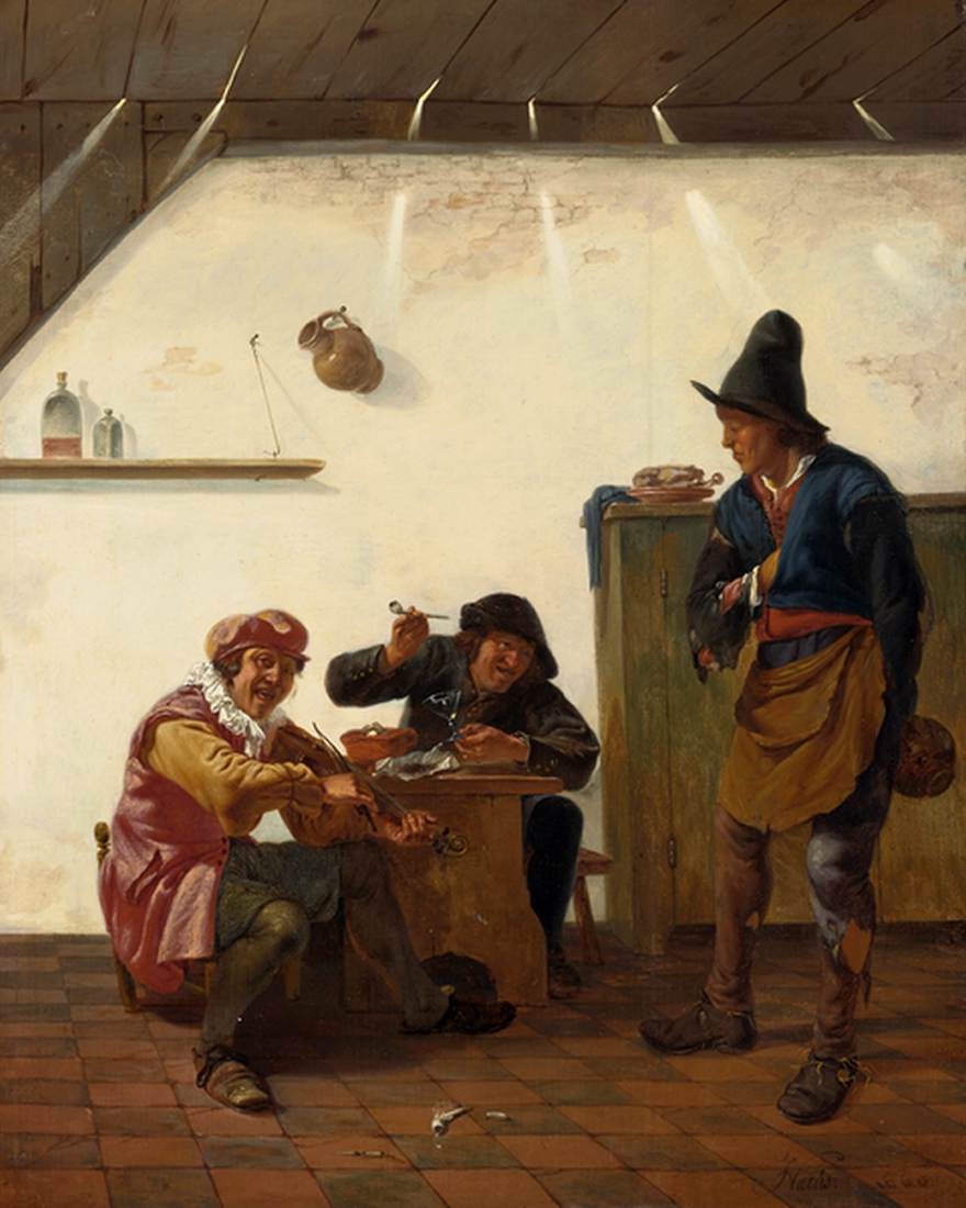 Peasants Smoking and Making Music in an Inn by