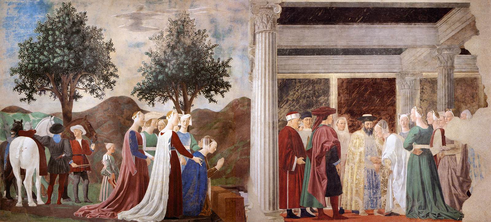 2. Procession of the Queen of Sheba; Meeting between the Queen of Sheba and King Solomon by PIERO DELLA FRANCESCA