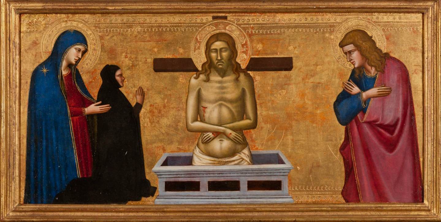 Man of Sorrows with the Virgin Mary, St John, and a Donor by GHERARDUCCI, Don Silvestro dei