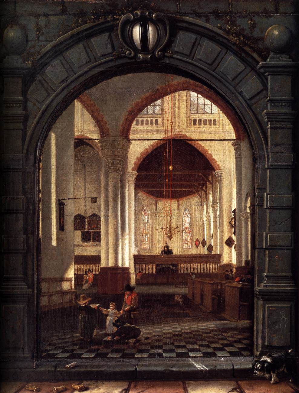 Interior of the Oude Kerk, Delft, Seen through a Stone Archway by