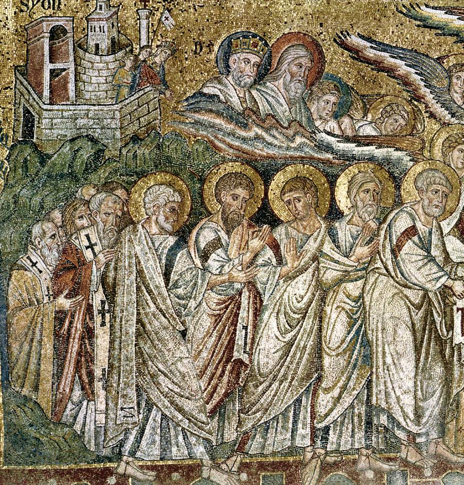 Apse mosaic, window level: Dormition (detail) by TORRITI, Jacopo