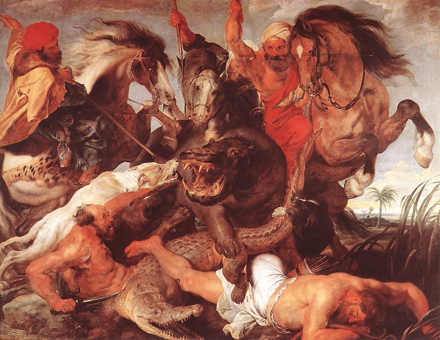 Hippopotamus and Crocodile Hunt by RUBENS, Peter Paul