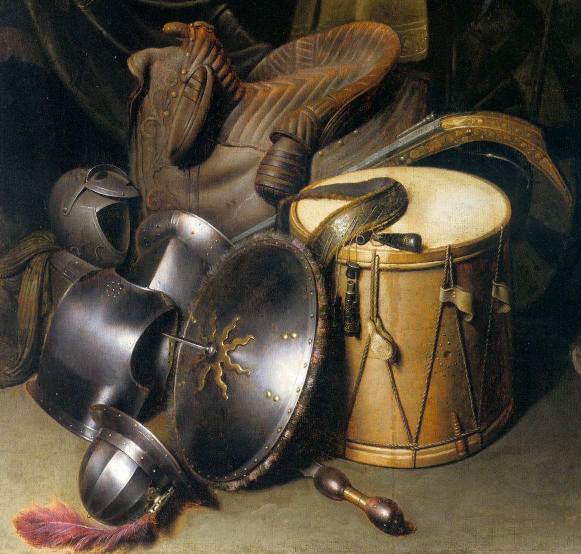 A Soldier of the Leiden Civic Guard with an Arms Still-Life (detail) by DOU, Gerrit