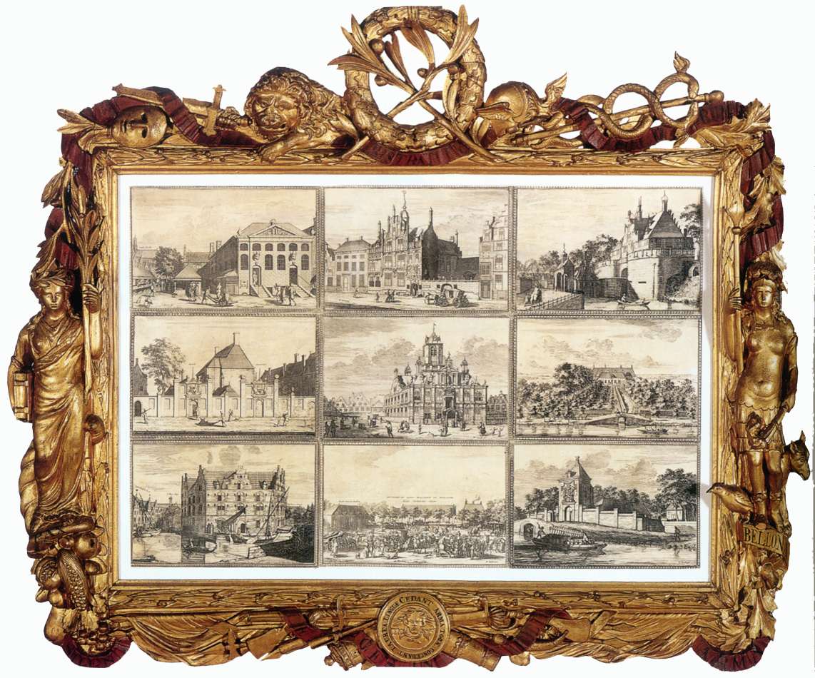 Nine Images of Public Buildings of Delft by DECKER, Coenraet